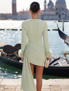 Jersey Sheath V Neck Formal Dresses with Sash
