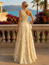 Chiffon A-Line One Shoulder Pleated Formal Dresses with Ruffles