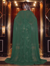 Burnout Velvet Mermaid V Neck Evening Dresses with Sheer Chiffon Flowing Cape