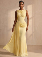 Chiffon Mermaid Cross‑Draped Neckline Formal Dresses with Pleated Side Sash