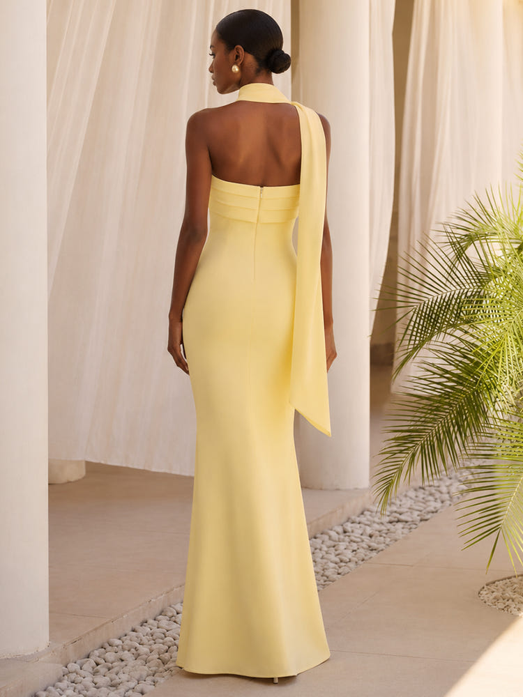 Jersey Mermaid Strapless Formal Dresses with Scarf