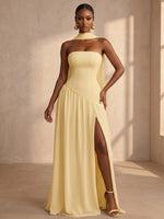 Chiffon A-Line Strapless Formal Dresses with Scarf