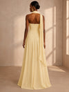 Chiffon A-Line Strapless Formal Dresses with Scarf
