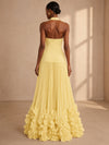 Chiffon A-Line Halter Formal Dresses with 3D Flowers