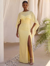 Jersey Sheath Spaghetti Straps Formal Dresses with Caps
