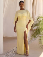 Jersey Sheath Spaghetti Straps Formal Dresses with Caps