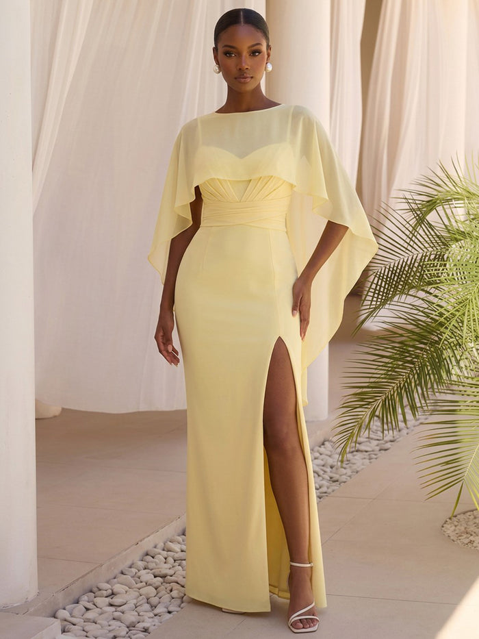 Jersey Sheath Spaghetti Straps Formal Dresses with Caps