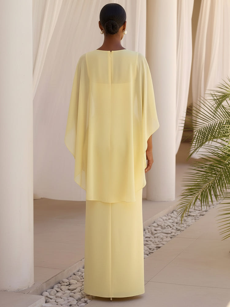 Jersey Sheath Spaghetti Straps Formal Dresses with Caps