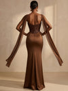 Satin Mermaid Sweetheart Formal Dresses with Sequin Corset Bodice