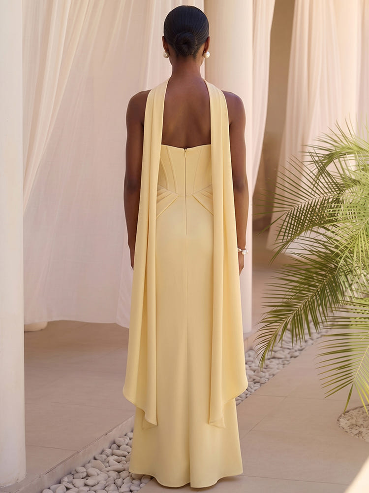 Chiffon Mermaid Strapless Formal Dresses with Corset Bodice