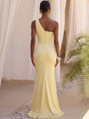 Satin Mermaid One Shoulder Formal Dresses with Layered Draped Ruching On Waist‑Hip