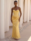 Satin Mermaid Sweetheart Formal Dresses with Side Waist Ruched Shaping Detail