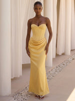 Satin Mermaid Sweetheart Formal Dresses with Side Waist Ruched Shaping Detail