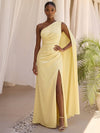Chiffon Sheath One Shoulder Formal Dresses with Sash