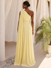 Chiffon Sheath One Shoulder Formal Dresses with Sash