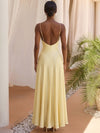 Satin A-Line Spaghetti Straps Formal Dresses with Pleated