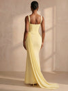 Chiffon Mermaid Square Neck Formal Dresses with Corset Bodice