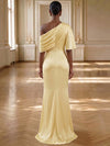 Satin Mermaid One Shoulder Formal Dresses with Side Slit