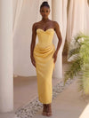 Satin Mermaid Sweetheart Formal Dresses with Flattering Draped Wrap At Hip
