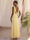 Chiffon Mermaid Cowl Neck Formal Dresses with Side Waist Ruched Shaping Detail
