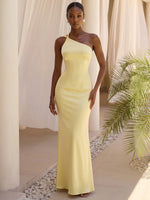 Satin Mermaid Formal Dresses with Stylish One-Shoulder Knotted Strap Design