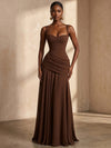 Chiffon A-Line Square Neck Formal Dresses with Delicate Pleated