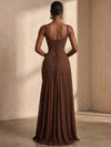 Chiffon A-Line Square Neck Formal Dresses with Delicate Pleated