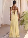 Satin Mermaid Square Neck Formal Dresses with Delicate Pleated