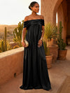 Chiffon A-Line Off Shoulder Pleated Formal Dresses