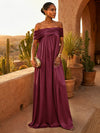Chiffon A-Line Off Shoulder Pleated Formal Dresses