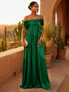 Chiffon A-Line Off Shoulder Pleated Formal Dresses
