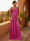 Chiffon A-Line Off Shoulder Pleated Formal Dresses