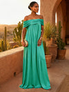 Chiffon A-Line Off Shoulder Pleated Formal Dresses