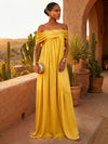 Chiffon A-Line Off Shoulder Pleated Formal Dresses
