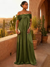 Chiffon A-Line Off Shoulder Pleated Formal Dresses