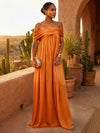 Chiffon A-Line Off Shoulder Pleated Formal Dresses