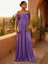 Chiffon A-Line Off Shoulder Pleated Formal Dresses