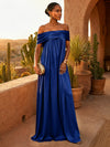 Chiffon A-Line Off Shoulder Pleated Formal Dresses