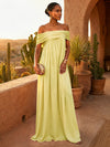 Chiffon A-Line Off Shoulder Pleated Formal Dresses