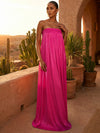 Chiffon A-Line Strapless Pleated Formal Dresses/ Tent Dresses