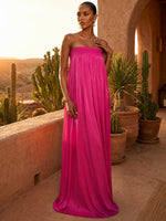 Chiffon A-Line Strapless Pleated Formal Dresses/ Tent Dresses