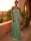 Chiffon A-Line Strapless Pleated Formal Dresses/ Tent Dresses