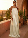 Chiffon A-Line Strapless Pleated Formal Dresses/ Tent Dresses