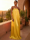 Chiffon A-Line Strapless Pleated Formal Dresses/ Tent Dresses