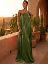 Chiffon A-Line Strapless Pleated Formal Dresses/ Tent Dresses