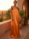 Chiffon A-Line Strapless Pleated Formal Dresses/ Tent Dresses