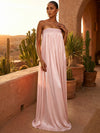 Chiffon A-Line Strapless Pleated Formal Dresses/ Tent Dresses