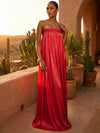 Chiffon A-Line Strapless Pleated Formal Dresses/ Tent Dresses