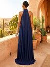 Chiffon A-Line High Neck Pleated Formal Dresses