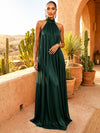 Chiffon A-Line High Neck Pleated Formal Dresses